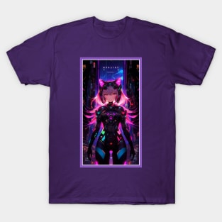 Anime Cute Cat Girl | Quality Anime Girl Artwork | Sci-Fi Manga Girl Anime Art T-Shirt